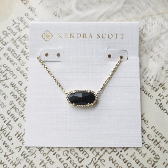 Kendra Scott Jewelry - Kendra Scott Elisa Black Opaque Glass Gold Necklace